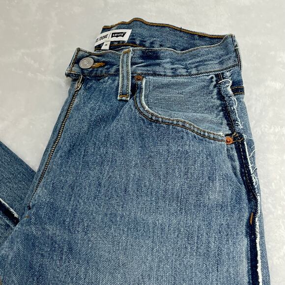 Levis Re/Done Straight Leg Denim Jeans Blue Exposed Zipper Raw Hem Size 25 Retro - Picture 11 of 14